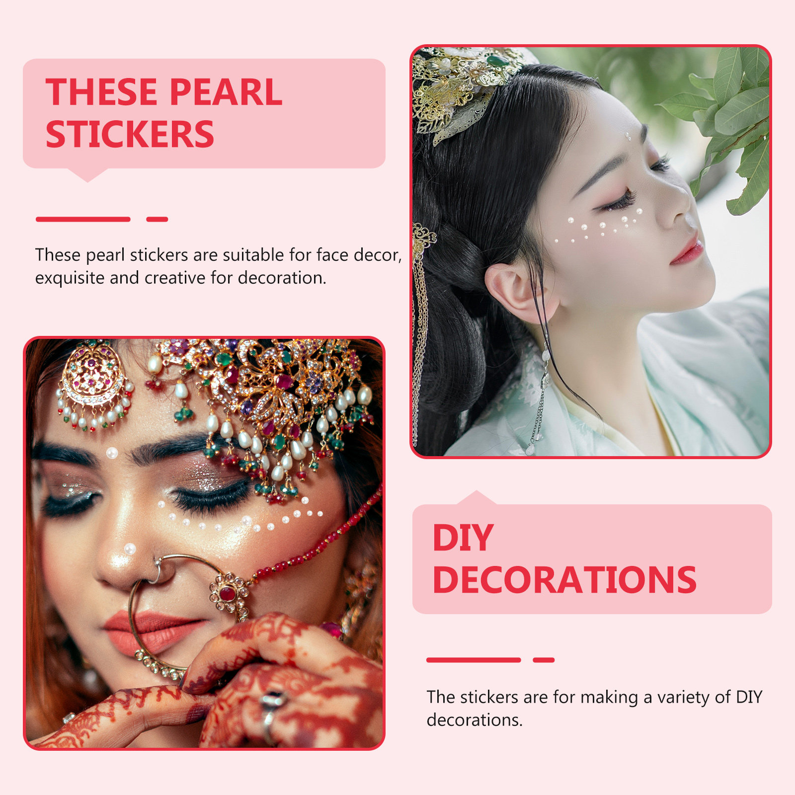 Embellish Craft - 5Pcs Pearl Face Stickers Adhesive Flat