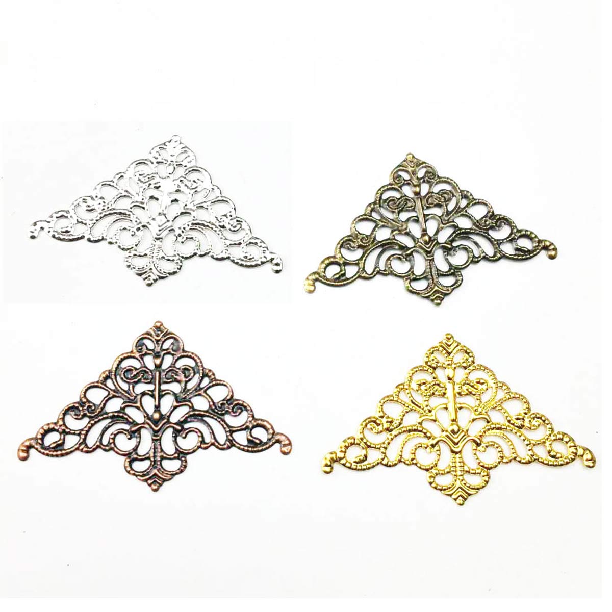 Embellishment Crafts - 200PCS Hollow Connector Triangle Filigree Wraps