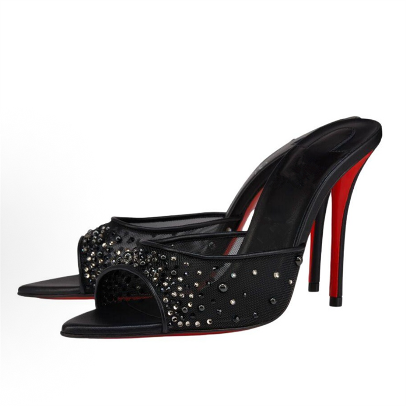 2026 Luxury Mesh Backless Mule - огляд і ціна Sew On Rhinestone