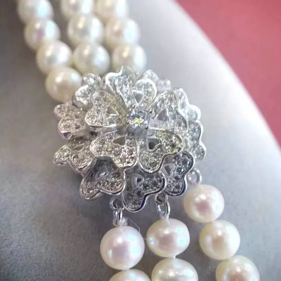 3-Strand Pearl Necklace AAA 8- - огляд і ціна Pearl Trim Chain