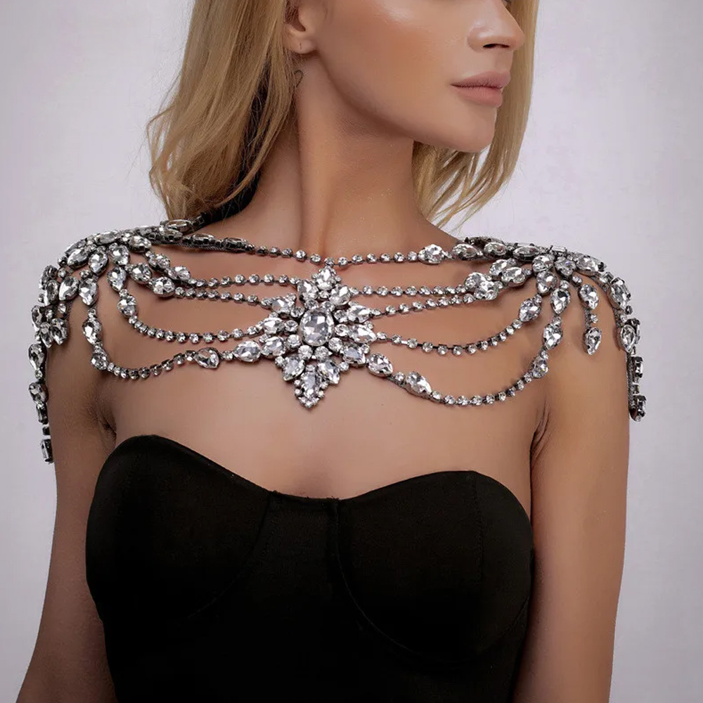 Boho Crystal Bridal Shoulder C - огляд і ціна Pearl Trim Chain