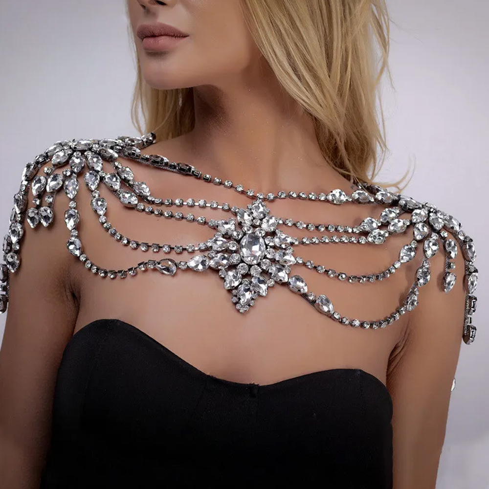 Boho Crystal Bridal Shoulder C - огляд і ціна Pearl Trim Chain