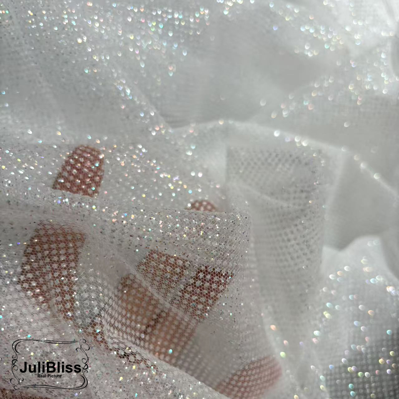 Shimmering White Glitter Tulle - огляд і ціна Sequin Fabric Panel