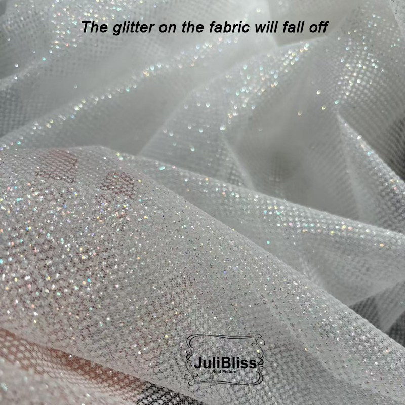 Shimmering White Glitter Tulle - огляд і ціна Sequin Fabric Panel