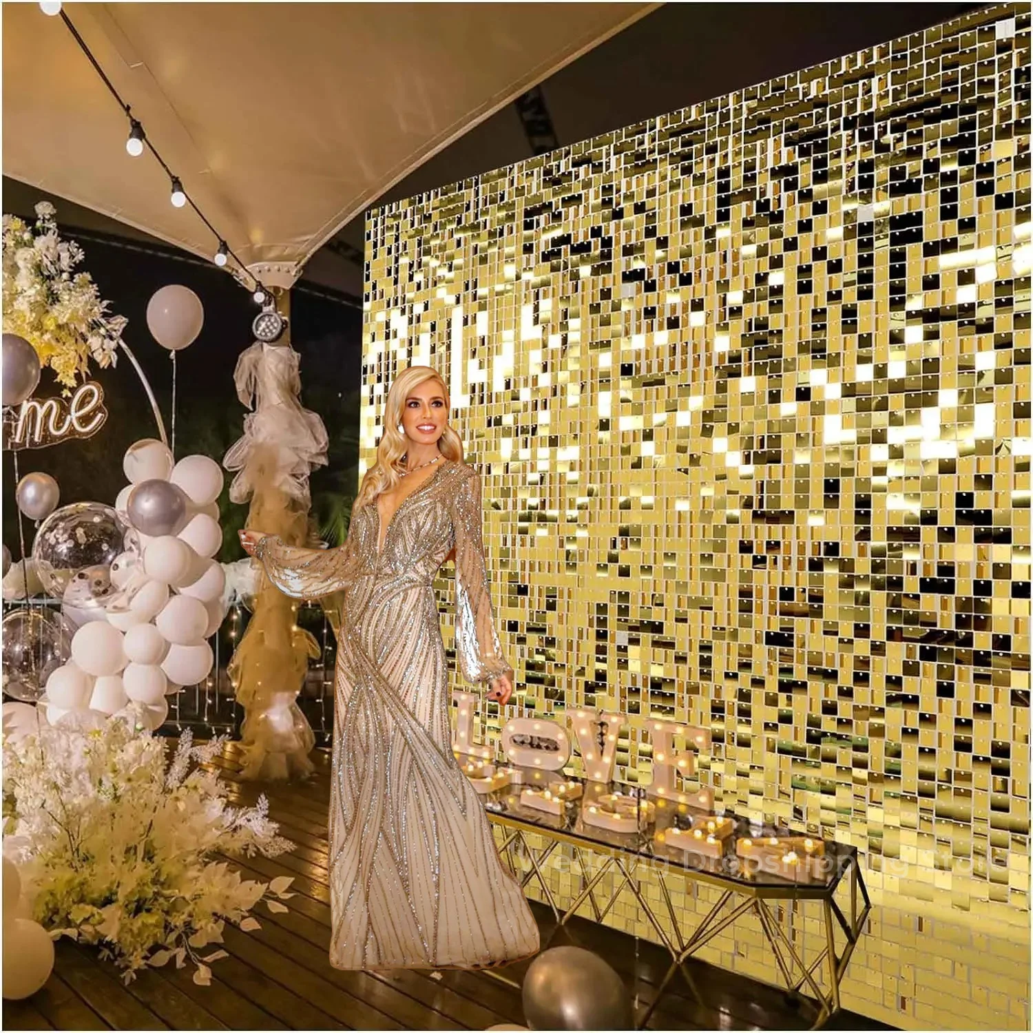 12/24/30 PCS Shimmer Wall Back - огляд і ціна Sequin Fabric Panel