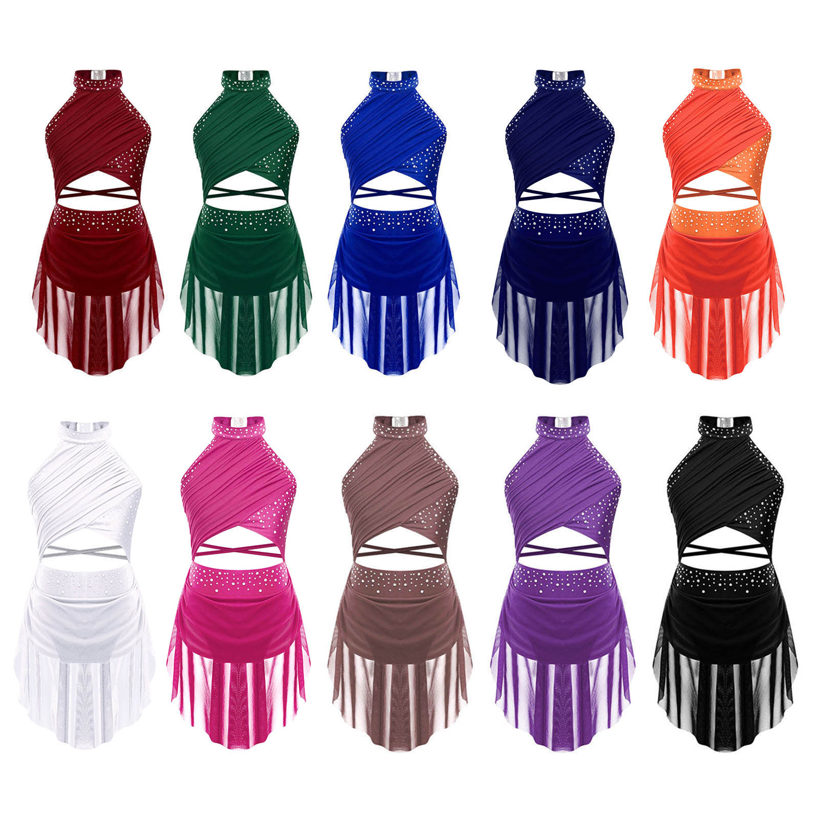 Kids Girls Ballet Leotard Dres - огляд і ціна Rhinestone Banding Trim
