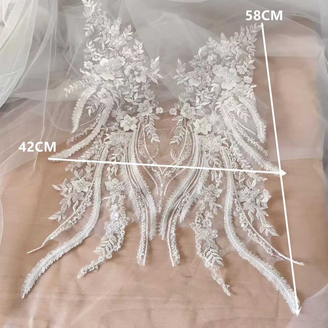 New Beaded Sequins Lace Mirror - огляд і ціна Applique Patch Flower