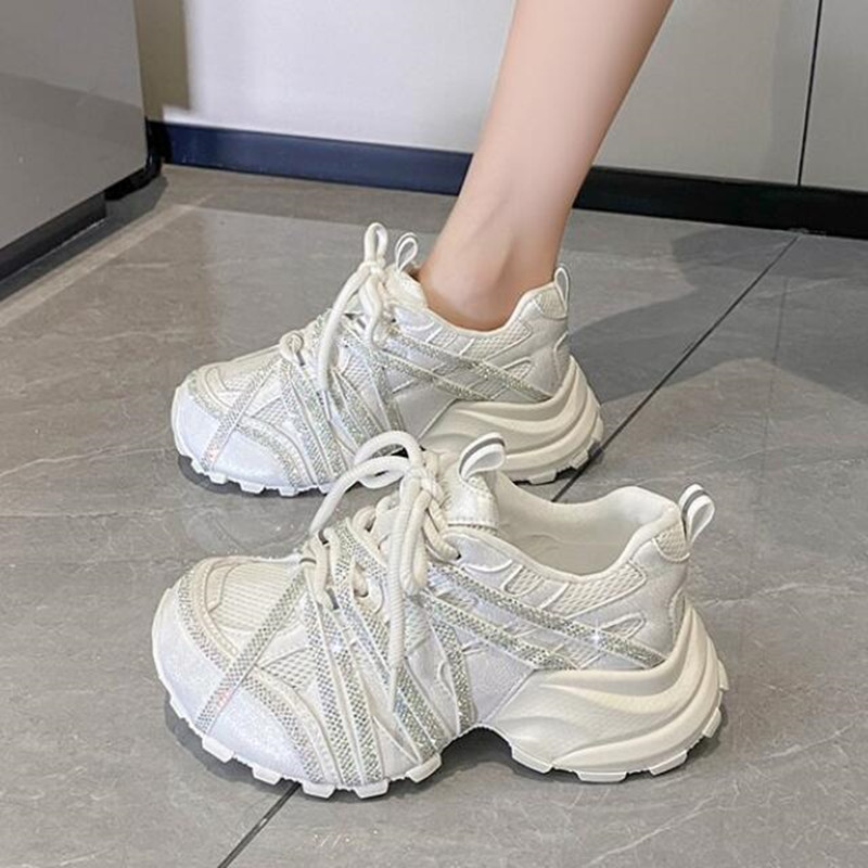 7CM Chunky Sneakers Women Casu - огляд і ціна Crystal Mesh Fabric